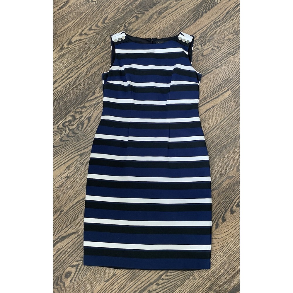 White House Black Market Sleeveless‎ Dress Women's Size 4 Striped AK95